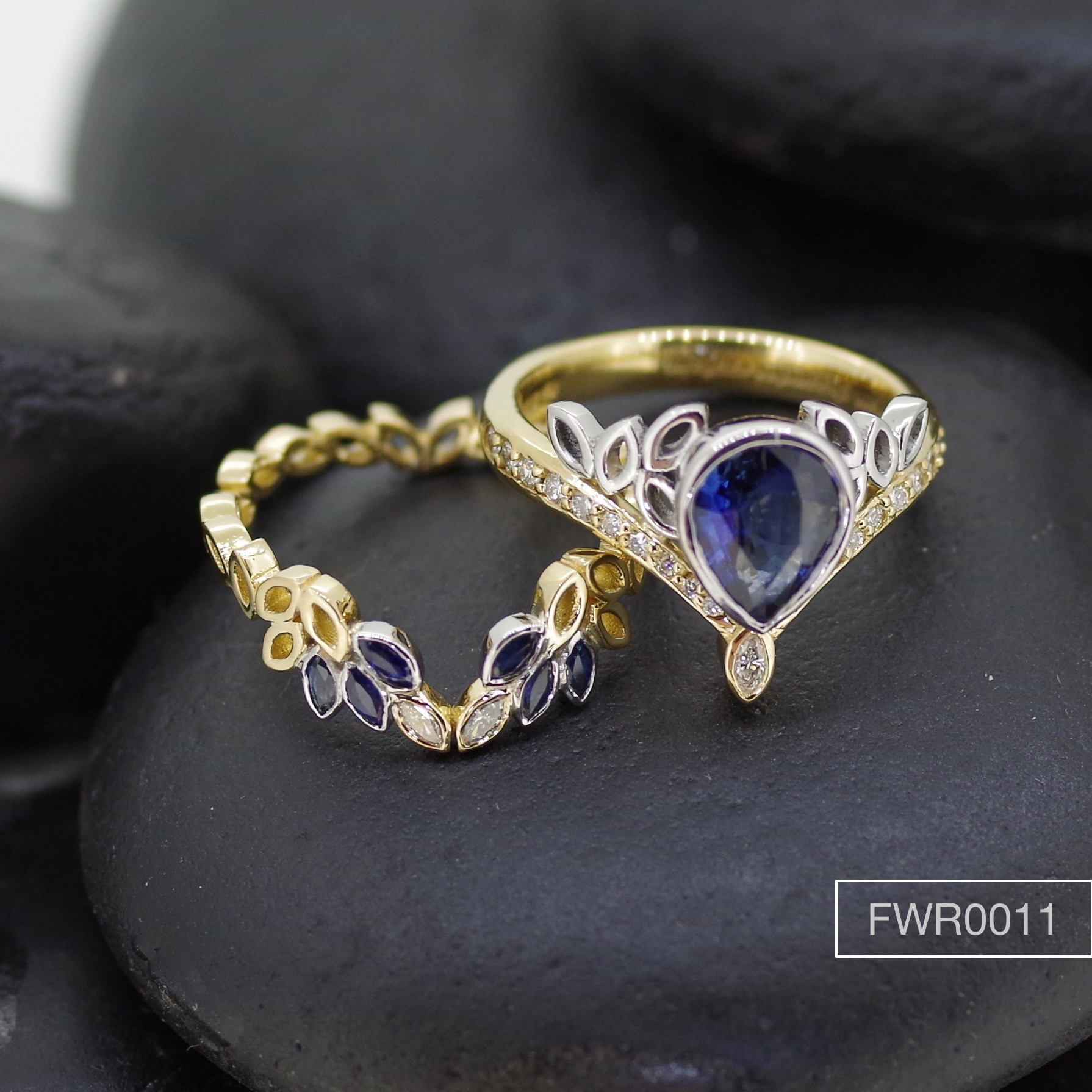 Sapphire & Diamond set fitted ring set in 22ct Gold & Platinum.